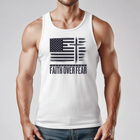 Load image into Gallery viewer, Faith Over Fear Tank Top, Christian Patriotic Shirt, USA Flag Cross Tee, Religious 4th of July Tank, Bold Faith Shirt,Summer Christian Tee
