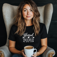 Load image into Gallery viewer, Blessed Mama T-Shirt, Cute Mom Life Tee, Motherhood Gift Shirt, Women’s Arrow Graphic Tee, Christian Mom Shirt, Mama Bear Top
