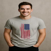 Load image into Gallery viewer, Distressed American Flag T-Shirt, Brushstroke USA Flag Tee, Patriotic Shirt for Men and Women, 4th of July Graphic Tee, Vintage USA Shirt
