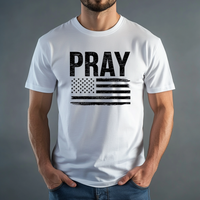 Load image into Gallery viewer, Pray T-Shirt for Men &amp; Women – Christian American Flag Shirt – Patriotic Faith Tee
