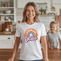 Load image into Gallery viewer, Christian Teacher Shirt – It’s a Good Day to Teach Young Minds About Jesus – Faith-Based Rainbow Tee
