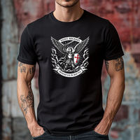 Load image into Gallery viewer, Saint Michael Defend Us Shirt, Archangel Protection T-Shirt, Catholic Warrior Tee, Spiritual Warfare Shirt, Christian Battle Graphic Tee
