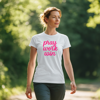Load image into Gallery viewer, Pray Work Win T-Shirt for Women – Christian Faith Motivational Tee | Inspirational Bible Shirt Gift
