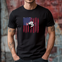Load image into Gallery viewer, American Flag Cross T-Shirt, USA Faith Graphic Tee, God and Country Shirt, Religious July 4th Tee, Unisex Jesus Shirt
