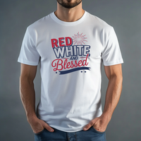 Load image into Gallery viewer, Red White and Blessed T-Shirt, Patriotic Christian Shirt, 4th of July Graphic Tee, USA Faith Shirt, Independence Day Tee, Unisex Freedom Shirt
