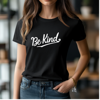 Load image into Gallery viewer, Be Kind T-Shirt for Women, Inspirational Kindness Tee, Positive Message Shirt, Motivational Graphic Tee, Cute Pink Fitted T-Shirt Gift
