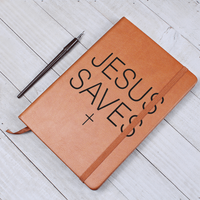 Load image into Gallery viewer, Jesus Saves Premium Leather Journal – Perfect for Bible Study &amp; Daily Reflection
