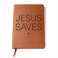 Load image into Gallery viewer, Jesus Saves Premium Leather Journal – Perfect for Bible Study &amp; Daily Reflection
