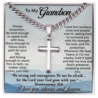 Load image into Gallery viewer, To My Grandson – Faith &amp; Strength Cross Necklace with Message Card
