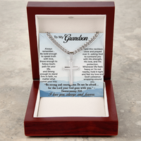 Load image into Gallery viewer, To My Grandson – Faith &amp; Strength Cross Necklace with Message Card
