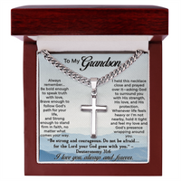 Load image into Gallery viewer, To My Grandson – Faith &amp; Strength Cross Necklace with Message Card
