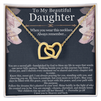 Load image into Gallery viewer, To My Beautiful Daughter – Interlocking Hearts Necklace with Spiritual Message Card
