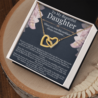 Load image into Gallery viewer, To My Beautiful Daughter – Interlocking Hearts Necklace with Spiritual Message Card
