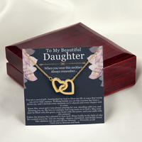 Load image into Gallery viewer, To My Beautiful Daughter – Interlocking Hearts Necklace with Spiritual Message Card
