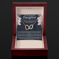Load image into Gallery viewer, To My Beautiful Daughter – Interlocking Hearts Necklace with Spiritual Message Card
