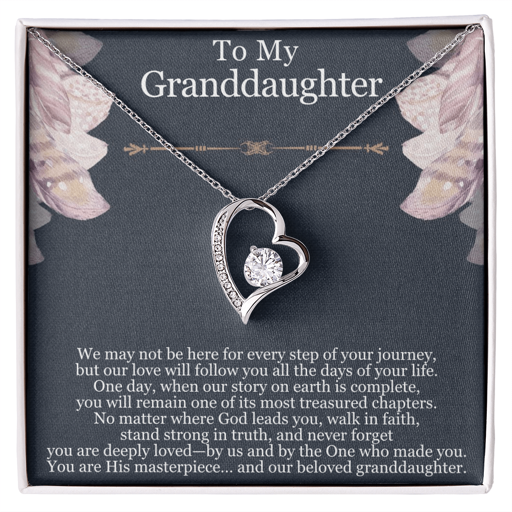 To My Granddaughter - Faith & Love Heart Necklace Gift