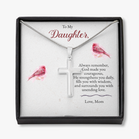 Load image into Gallery viewer, To My Daughter – Cross Necklace with Heartfelt Christian Message
